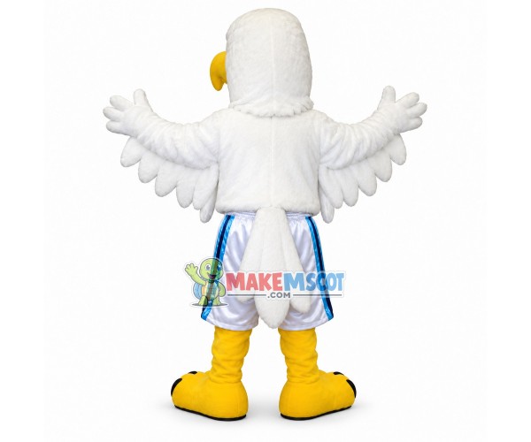 White Soft Eagle With Sports Shorts Mascot Costume White Soft Eagle With Sports Shorts Mascot Costume