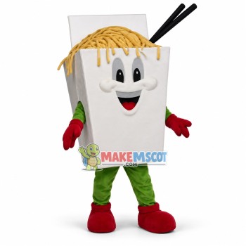 Box Full of Cooked Noodles Mascot Costume Box Full of Cooked Noodles Mascot Costume