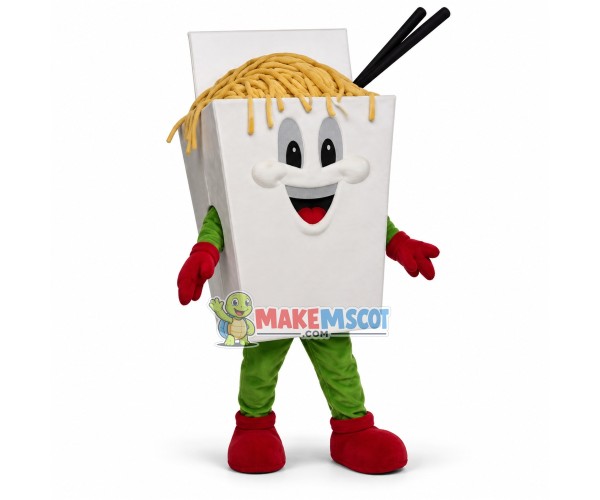 Box Full of Cooked Noodles Mascot Costume Box Full of Cooked Noodles Mascot Costume