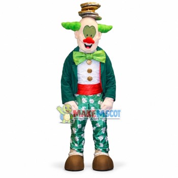 Halloween Clown With Green Horns Mascot Costume Halloween Clown With Green Horns Mascot Costume