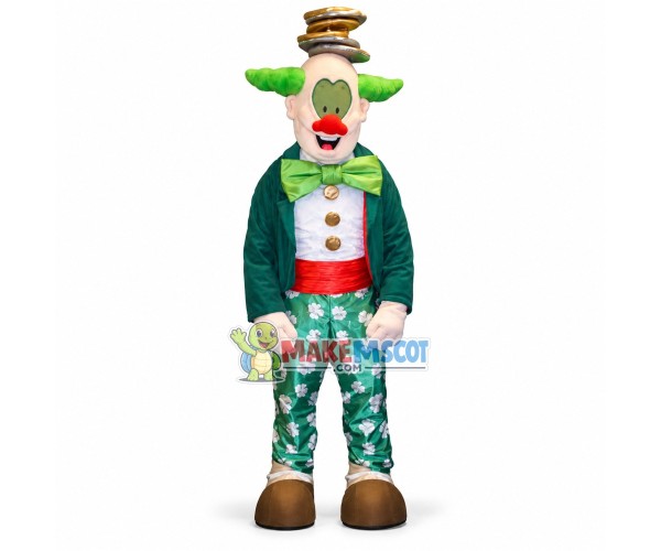 Halloween Clown With Green Horns Mascot Costume Halloween Clown With Green Horns Mascot Costume