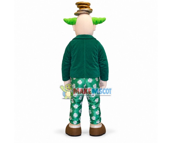 Halloween Clown With Green Horns Mascot Costume