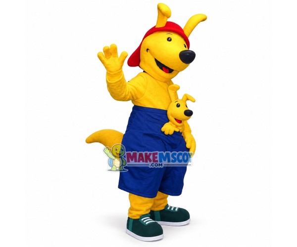 Yellow Kangaroo Mother Mascot Costume Yellow Kangaroo Mother Mascot Costume