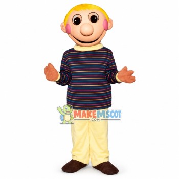 Blond Big Mouth Boy Mascot Costume Blond Big Mouth Boy Mascot Costume