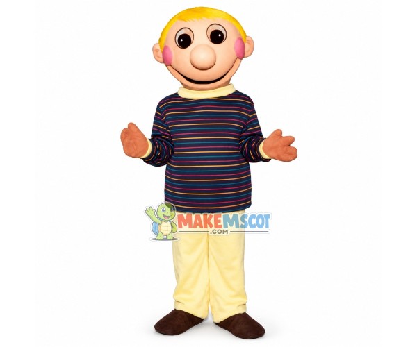 Blond Big Mouth Boy Mascot Costume Blond Big Mouth Boy Mascot Costume