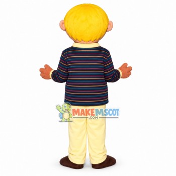 Blond Big Mouth Boy Mascot Costume Blond Big Mouth Boy Mascot Costume