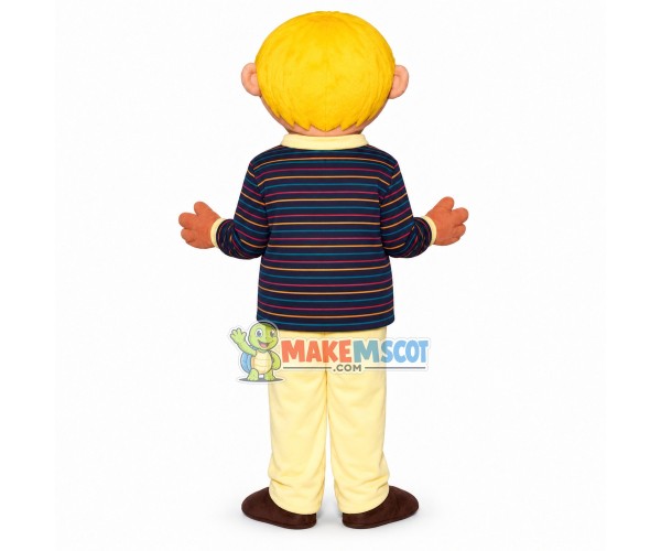 Blond Big Mouth Boy Mascot Costume Blond Big Mouth Boy Mascot Costume