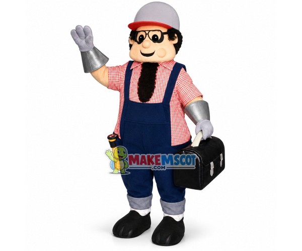 Repairman With Toolbox Mascot Costume Repairman With Toolbox Mascot Costume