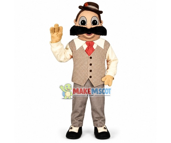 Sociable Boss With Smile Face Mascot Costume