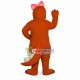 Dinosaur With Pink Bow Mascot Costume Dinosaur With Pink Bow Mascot Costume