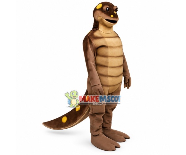Thin Brown Spotted Dinosaur Mascot Costume