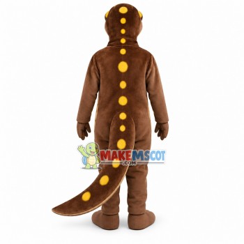 Thin Brown Spotted Dinosaur Mascot Costume Thin Brown Spotted Dinosaur Mascot Costume