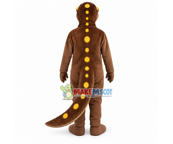 Thin Brown Spotted Dinosaur Mascot Costume Thin Brown Spotted Dinosaur Mascot Costume