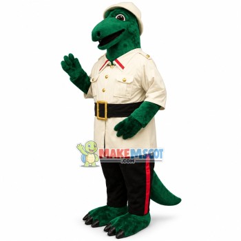 Detective Dinosaur In Overalls Mascot Costume Detective Dinosaur In Overalls Mascot Costume
