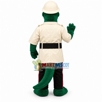 Detective Dinosaur In Overalls Mascot Costume Detective Dinosaur In Overalls Mascot Costume