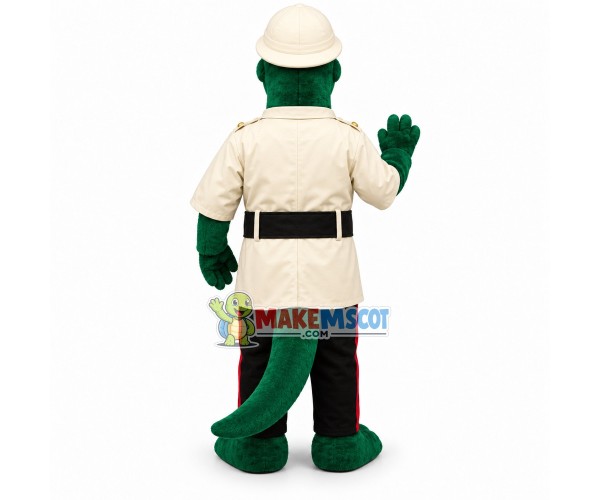 Detective Dinosaur In Overalls Mascot Costume