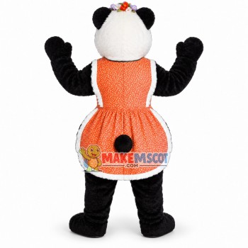 Mother Panda Wearing Lace Apron Mascot Costume Mother Panda Wearing Lace Apron Mascot Costume