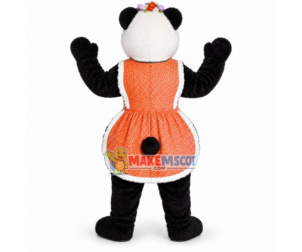 Mother Panda Wearing Lace Apron Mascot Costume
