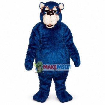 Dark Blue Furry Bear With Glasses Frames Mascot Costume Dark Blue Furry Bear With Glasses Frames Mascot Costume