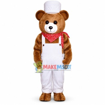 Plush Bear With Printed Square Scarf Mascot Costume Plush Bear With Printed Square Scarf Mascot Costume