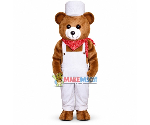 Plush Bear With Printed Square Scarf Mascot Costume Plush Bear With Printed Square Scarf Mascot Costume