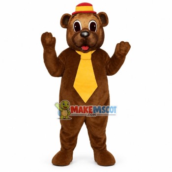 Little Bear With Bright Yellow Tie Mascot Costume