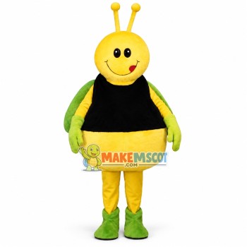 Playful Bee Wearing Sports Vest Mascot Costume Playful Bee Wearing Sports Vest Mascot Costume