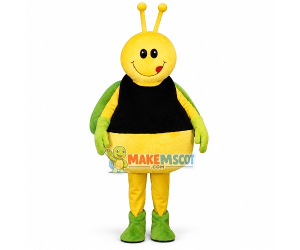 Playful Bee Wearing Sports Vest Mascot Costume Playful Bee Wearing Sports Vest Mascot Costume