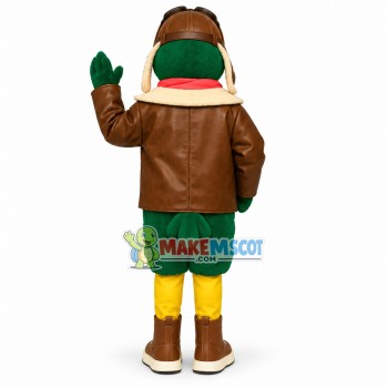The Warm Green Bird Pilot Mascot Costume The Warm Green Bird Pilot Mascot Costume