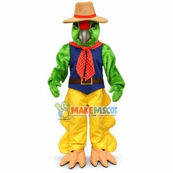 Customized Green Bird Cowboy Mascot Costume Customized Green Bird Cowboy Mascot Costume