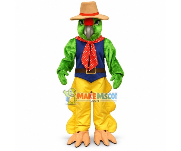 Customized Green Bird Cowboy Mascot Costume Customized Green Bird Cowboy Mascot Costume