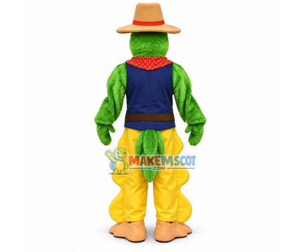 Customized Green Bird Cowboy Mascot Costume