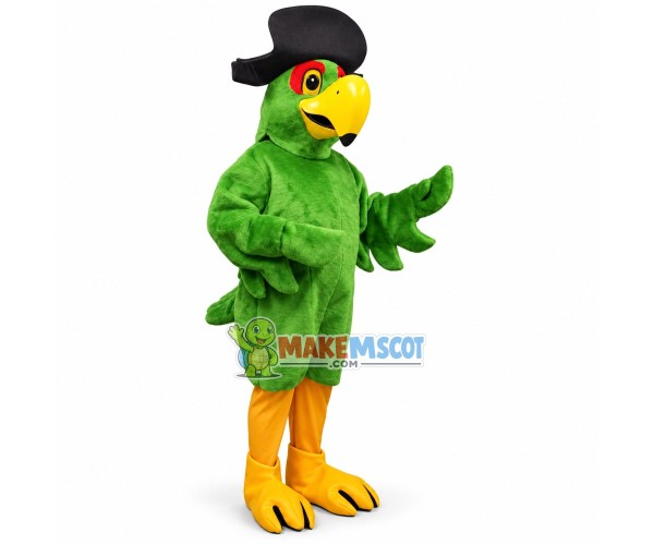 Green Parrot Wearing The Pirate Hat Mascot Costume Green Parrot Wearing The Pirate Hat Mascot Costume