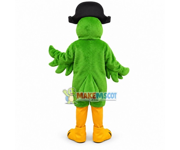 Green Parrot Wearing The Pirate Hat Mascot Costume Green Parrot Wearing The Pirate Hat Mascot Costume
