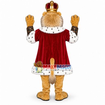 August Lion King In Fur Coat Mascot Costume August Lion King In Fur Coat Mascot Costume