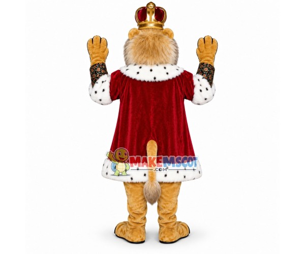 August Lion King In Fur Coat Mascot Costume August Lion King In Fur Coat Mascot Costume