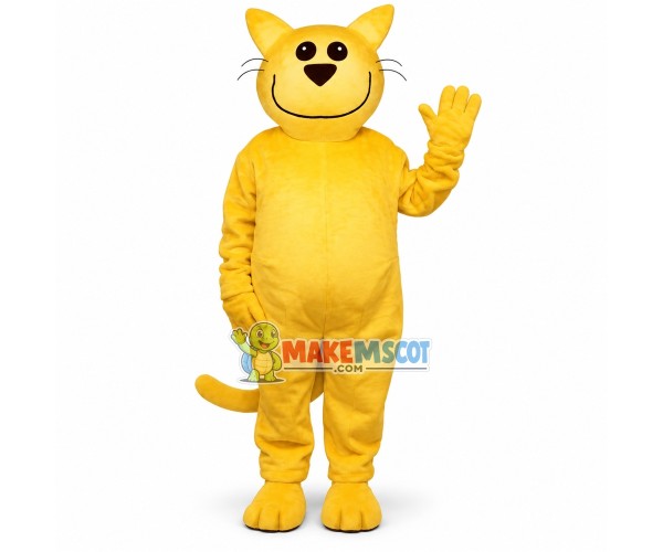 Yellow Cat With Big Smile Face Mascot Costume Yellow Cat With Big Smile Face Mascot Costume