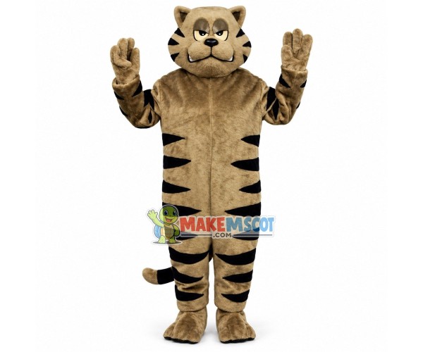 Grey Tiger Raising Hand Mascot Costume