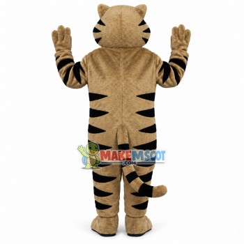 Grey Tiger Raising Hand Mascot Costume Grey Tiger Raising Hand Mascot Costume