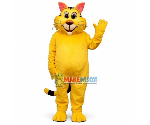 Friendly Yellow Plush Tiger Mascot Costume