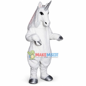 One-horned White Horse Mascot Soft Costume
