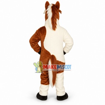 Powerful Brown & White Horse Mascot Costume Powerful Brown & White Horse Mascot Costume