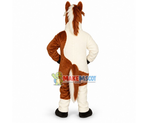 Powerful Brown & White Horse Mascot Costume
