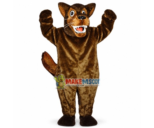 Brown Wolf With Fierce Face Mascot Costume Brown Wolf With Fierce Face Mascot Costume