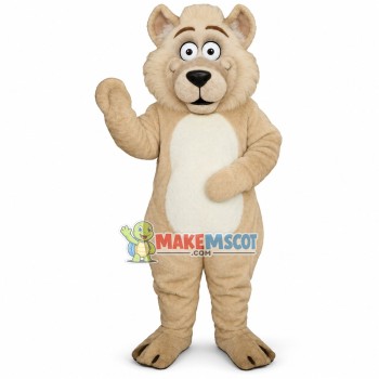 Beige Wolf With Wide Eyes Mascot Costume
