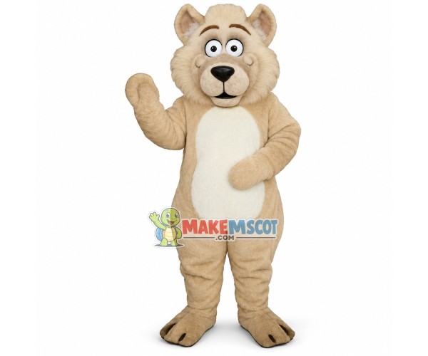 Beige Wolf With Wide Eyes Mascot Costume