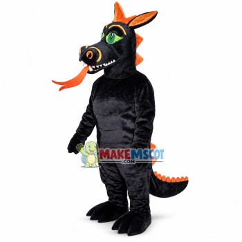 Black Dragon With Long Tongue Mascot Costume