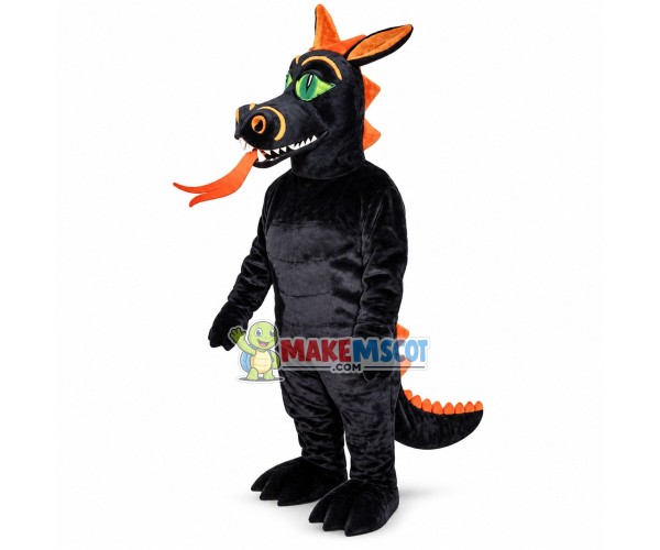 Black Dragon With Long Tongue Mascot Costume Black Dragon With Long Tongue Mascot Costume