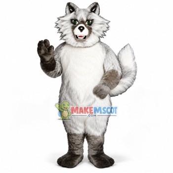 Long Wool Wolf With Green Eyeballs Mascot Costume Long Wool Wolf With Green Eyeballs Mascot Costume