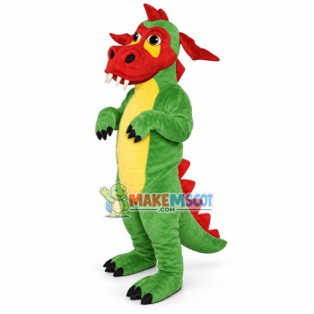 Scary-looking Green Dinosaur Mascot Costume